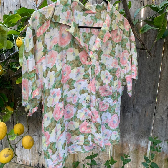 Vintage Womens Pink Floral Blouse - image 8