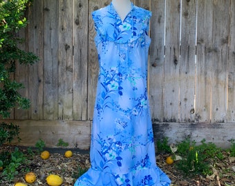 Vintage Hawaiian Darina Dress, Floral Maxi