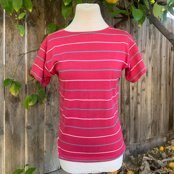 80s Pink Striped Shirt, Mervyns Partners, Shirt S… - image 2