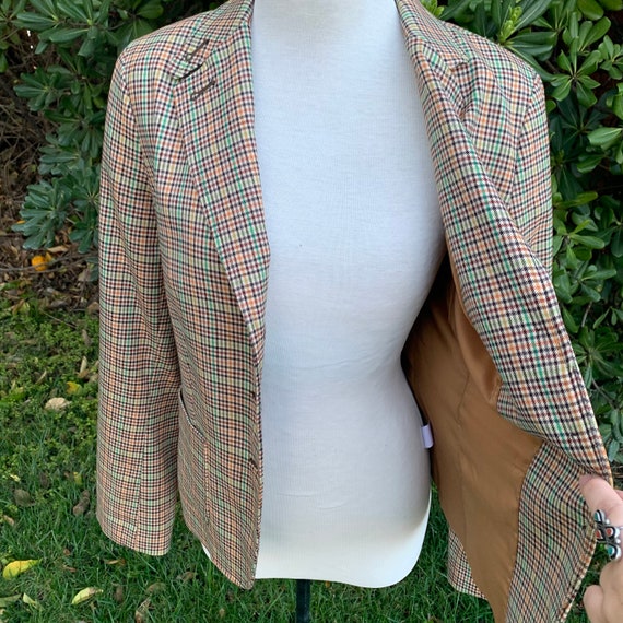 Plaid Wool Blend Blazer with Elbow Patch - image 3