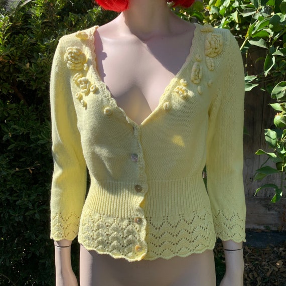 Yellow Knit Floral Cardigan Lilly Pulitzer