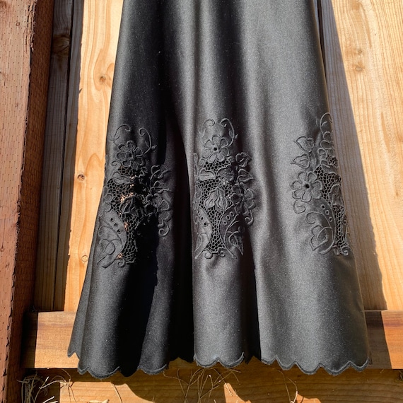 Vintage Black Embroidered Maxi Dress - image 9