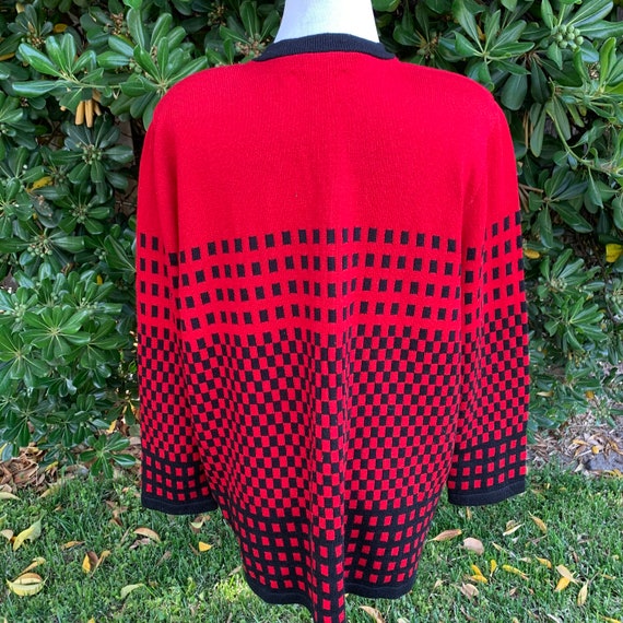 Vintage Red Checkered Cardigan Sweater - image 8