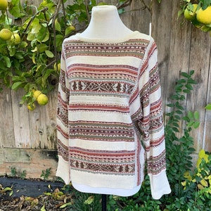 Vintage 90s Chaps Sweater, Aztec Print Ralph Lauren Knit Pullover, Sz Medium
