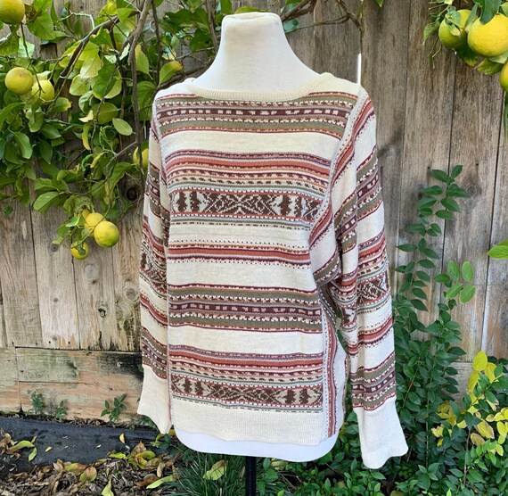 Vintage 90s Chaps Sweater Aztec Print 