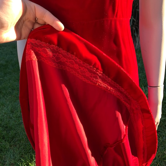 Vintage Red Velvet Maxi Dress - image 8