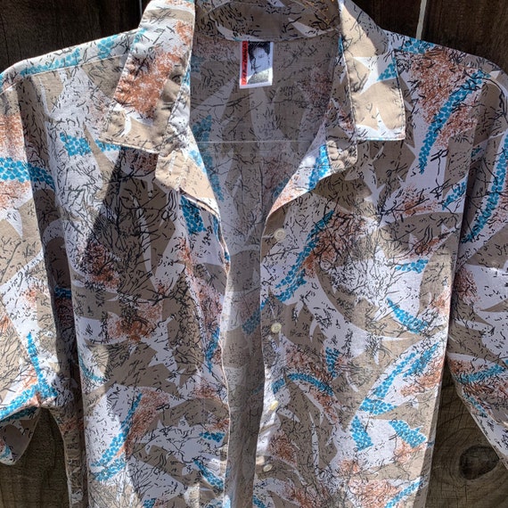 80s Abstract Print Button Shirt - image 8