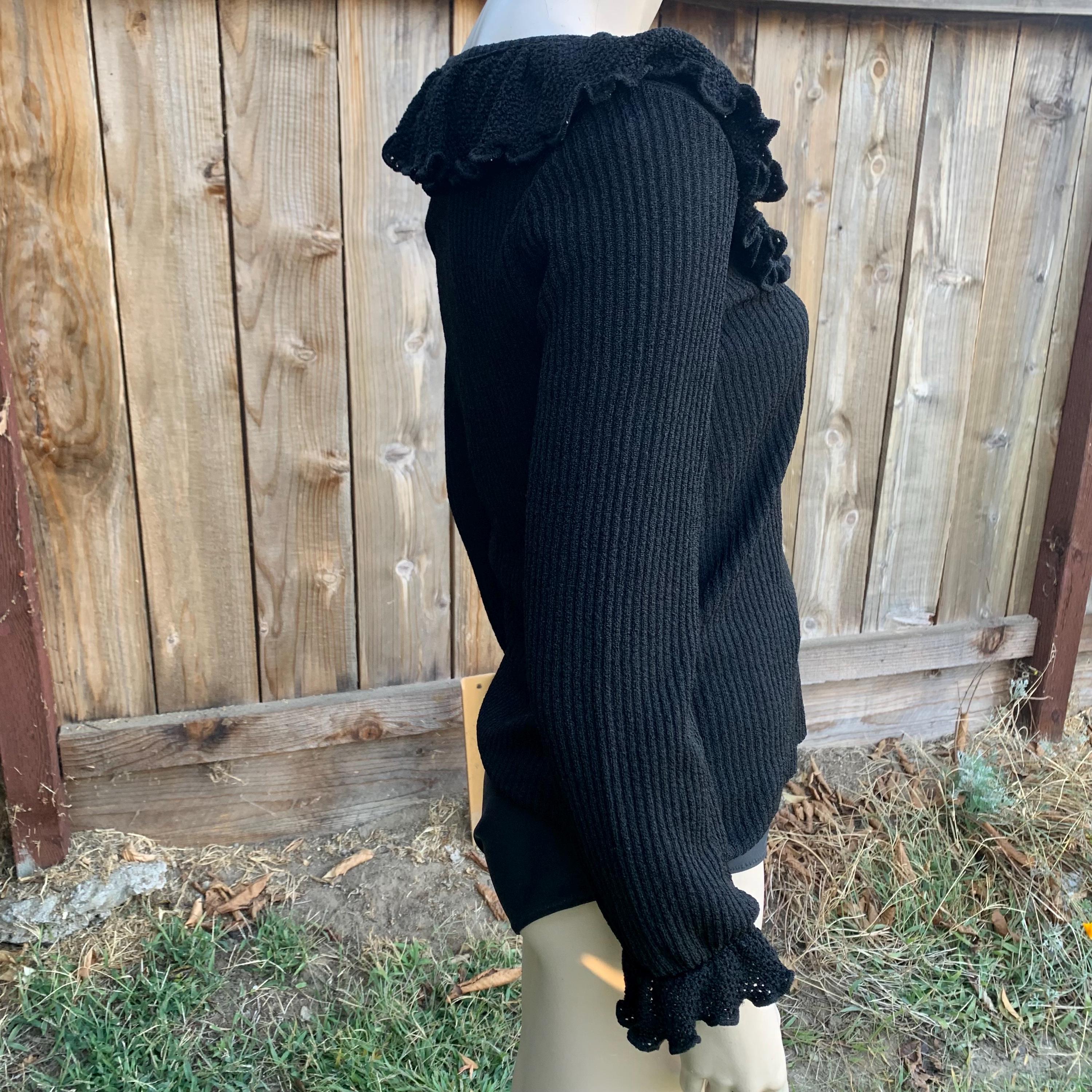 Black Shimmer Ribbed Knit Top main image 1