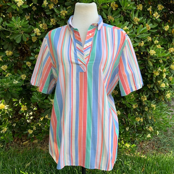 Vintage 80s Striped Multicolor Blouse by Levi’s