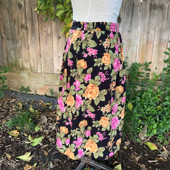 Vintage Worthington Black Floral 90s Skirt - image 10