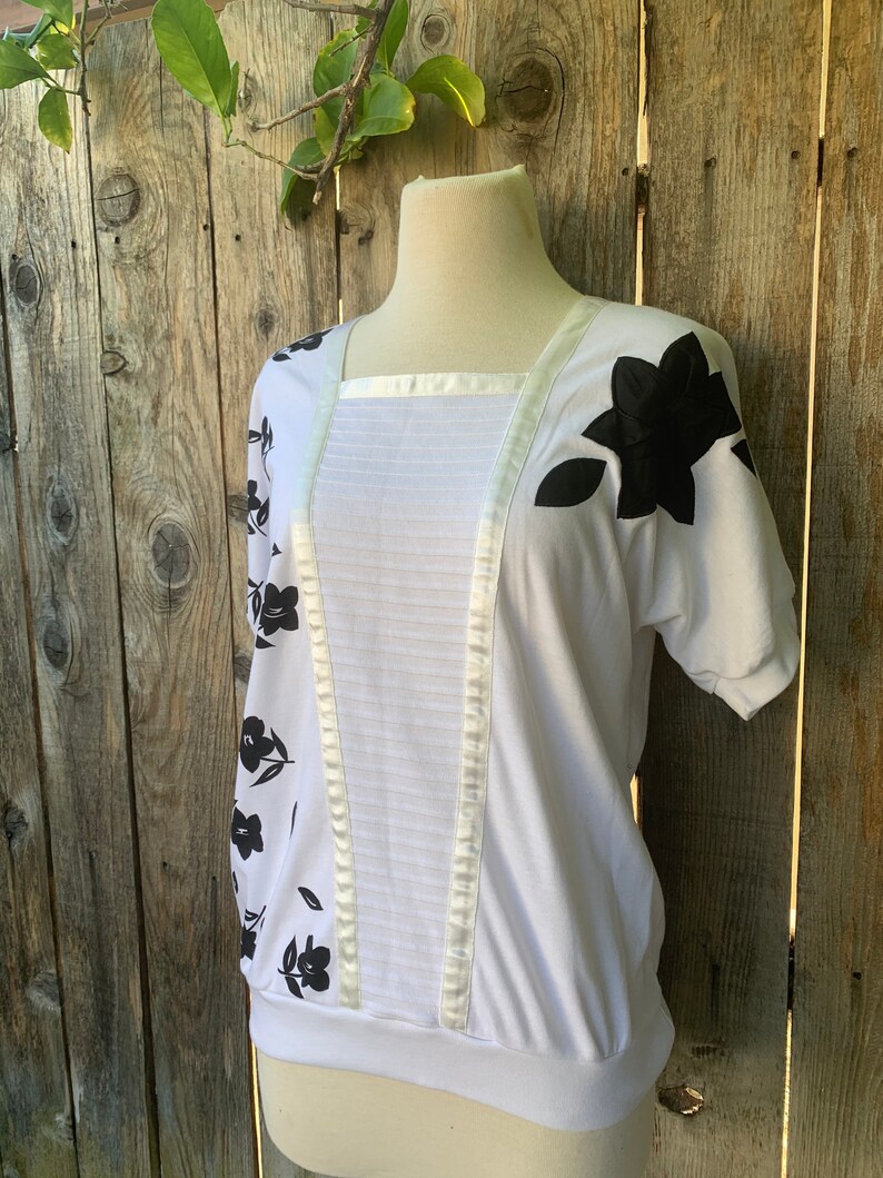 80s Shirt Black and White Top