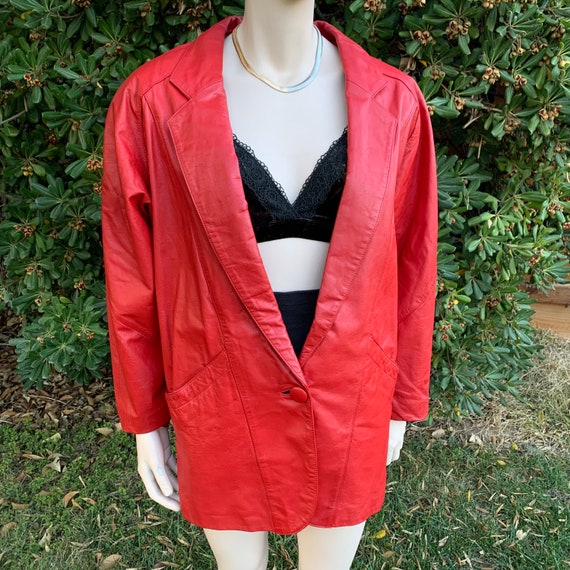 Vintage Red Leather Coat - image 2