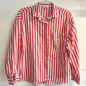 Vintage Red & White Striped Button Up Shirt