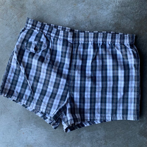 Mens Vintage 1950s 1960s JCPenney Plaid Swim Trunk