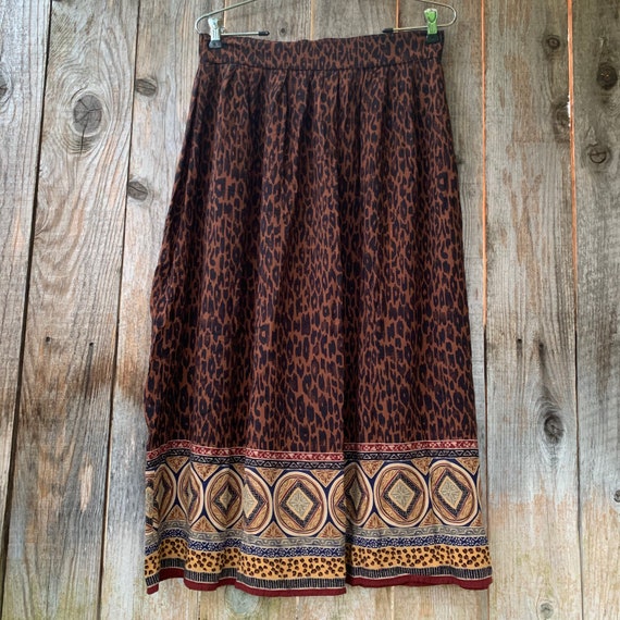 Vintage Sag Harbor 90s Maxi Skirt with Cheetah/Le… - image 1