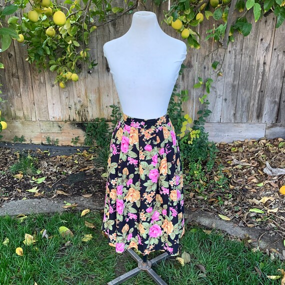 Vintage Worthington Black Floral 90s Skirt - image 6