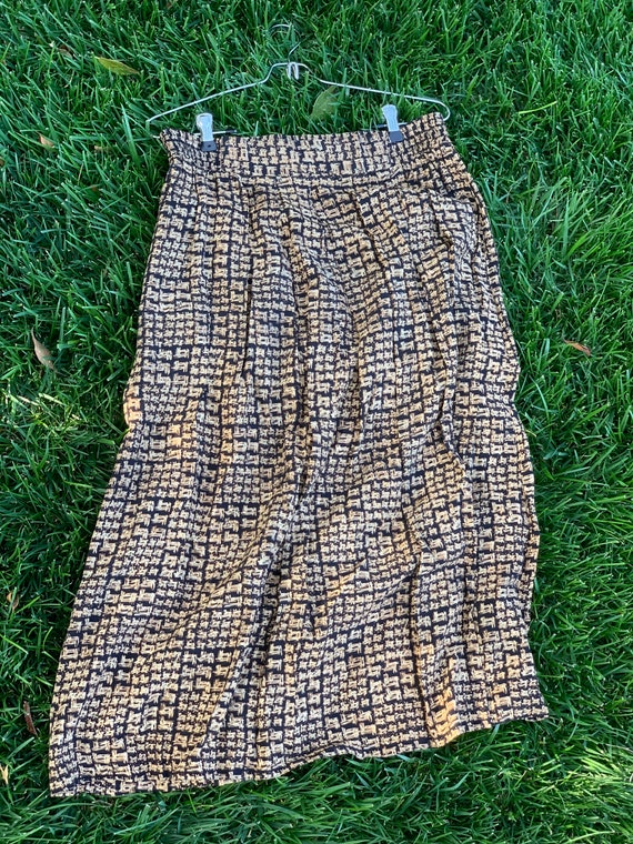 90s Maxi Skirt, Rayon, Black and Gold - image 5
