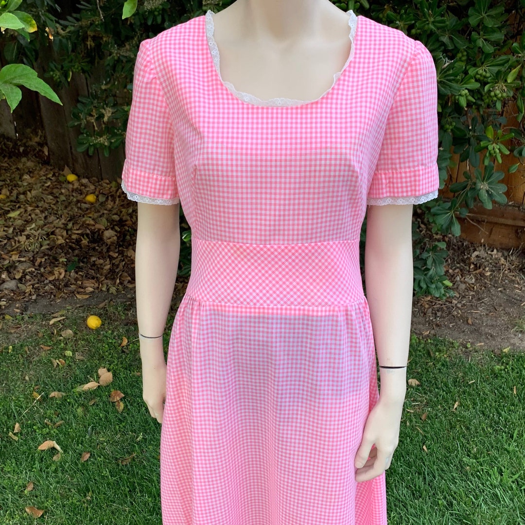 Beautiful 70s Gingham Cotton Maxi Dress