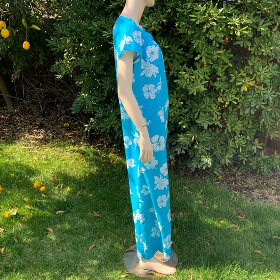 Vintage Blue Hawaiian Hilo Hattie Maxi Dress - image 8