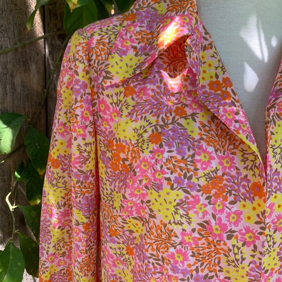 Vintage Pink Floral Top, Handmade 1960s-1970s - image 4