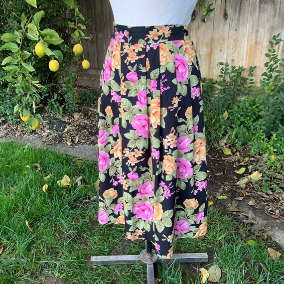 Vintage Worthington Black Floral 90s Skirt - image 3