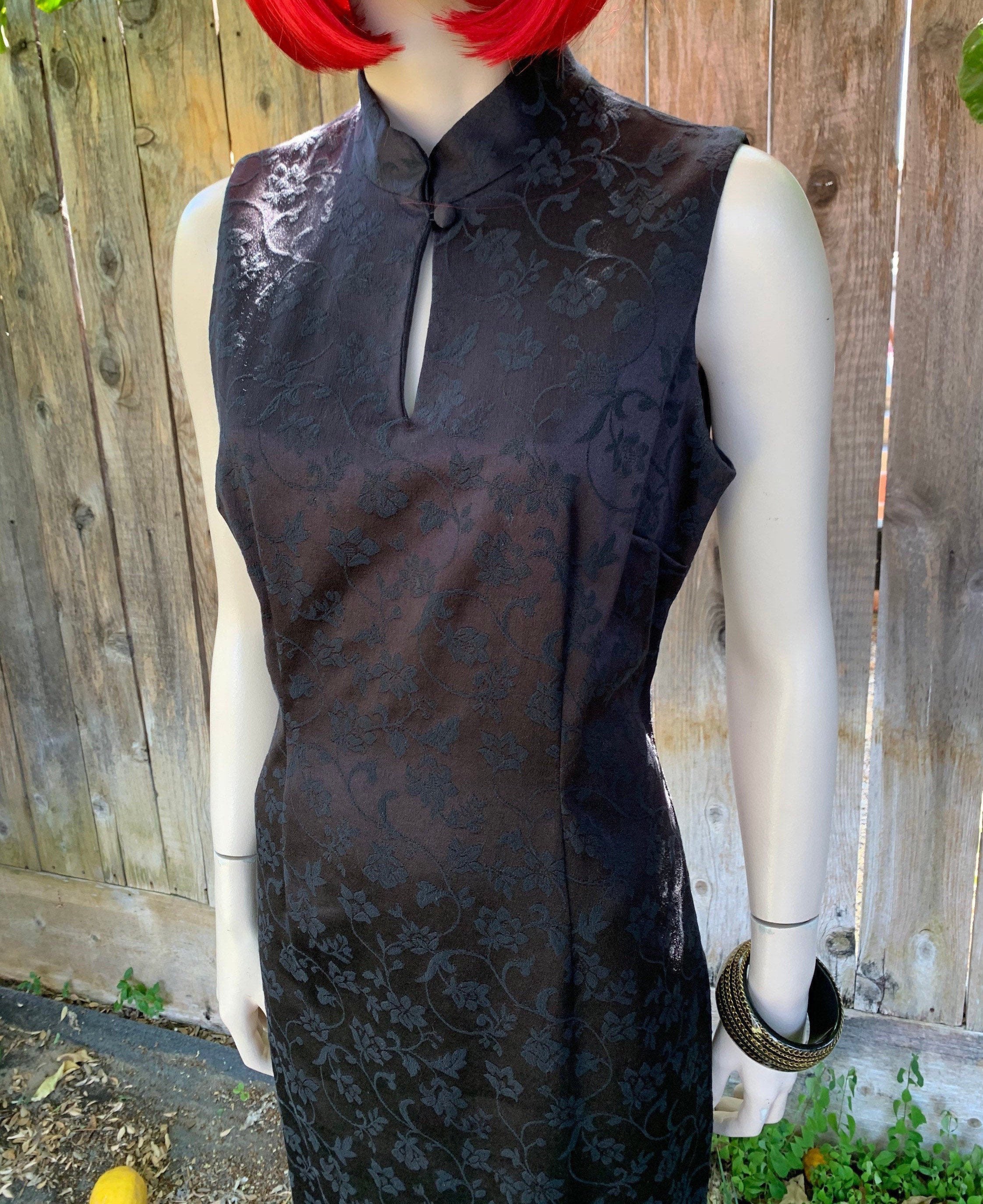 Long Chinese Mandarin Dress, Qipao, Cheongsam, Black Maxi - Etsy
