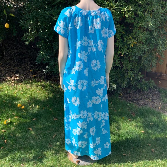 Vintage Blue Hawaiian Hilo Hattie Maxi Dress - Gem