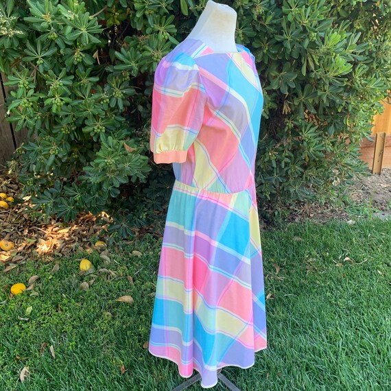 Vintage Plaid Pastel Dress Oops California - image 7