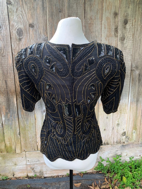 Vintage Pure Silk Beaded Scala Blouse - image 8