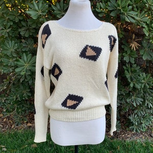 Beautiful 80s Geometric Silk Knit Sweater