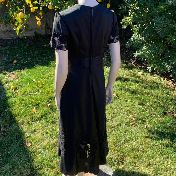 Vintage Black Embroidered Maxi Dress - image 6