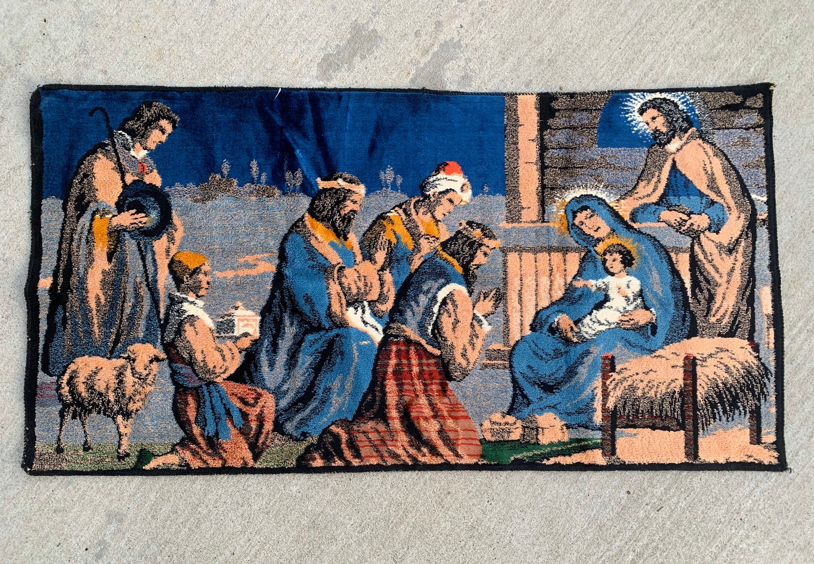 Vintage Religious Nativity Scene Tapestry with Jesus Etsy