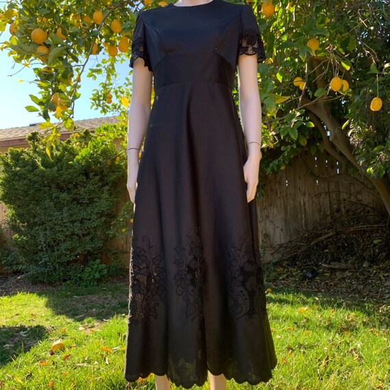 Vintage Black Embroidered Maxi Dress - image 5