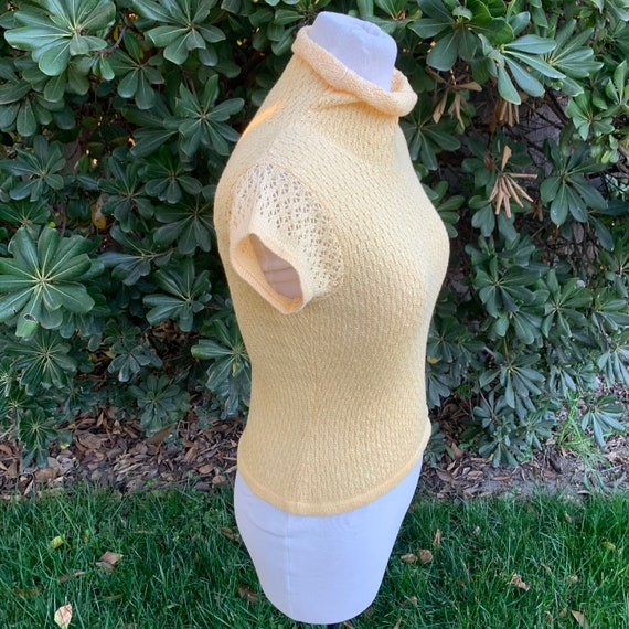 Vintage Yellow Open Knit Top - image 7
