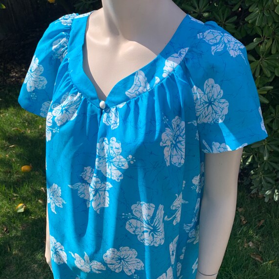 Vintage Blue Hawaiian Hilo Hattie Maxi Dress - image 6