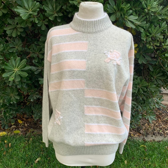 Vintage Vincente Paris Angora Lambswool Mock Neck… - image 1