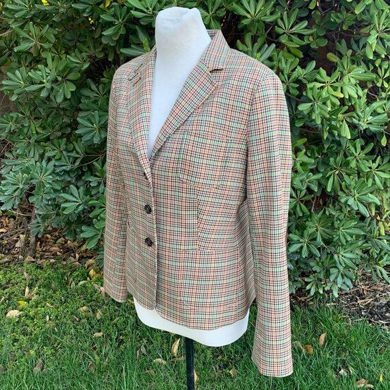 Plaid Wool Blend Blazer with Elbow Patch - image 8