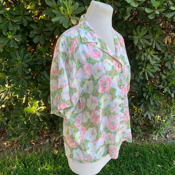 Vintage Womens Pink Floral Blouse - image 5