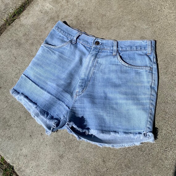 Vintage 70s Light Wash Denim Cutoff Shorts, Weste… - image 5