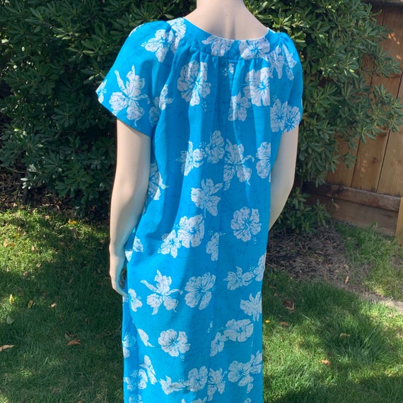Vintage Blue Hawaiian Hilo Hattie Maxi Dress - Gem