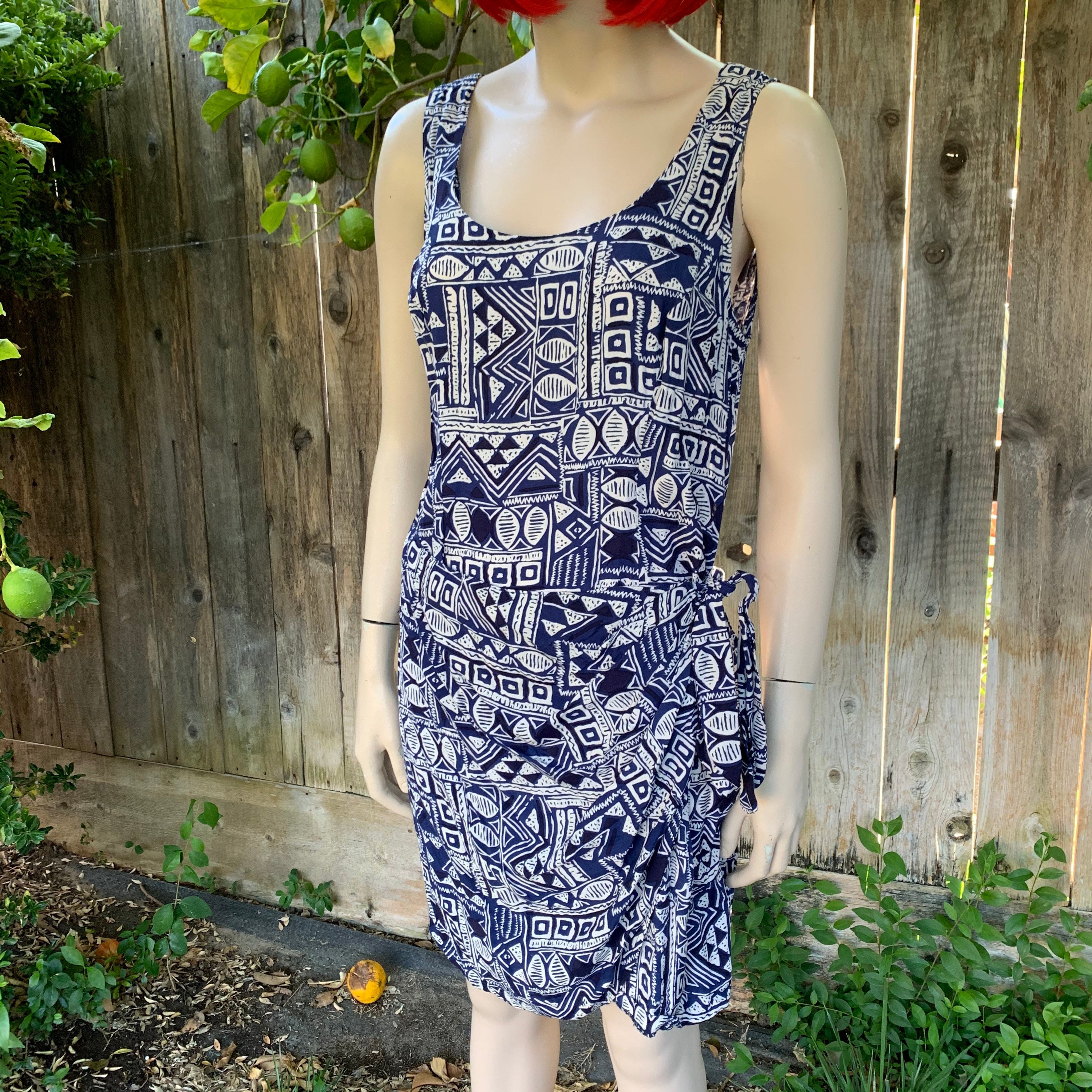 90s Y2K Rampage Dress Hawaiian Tribal ...