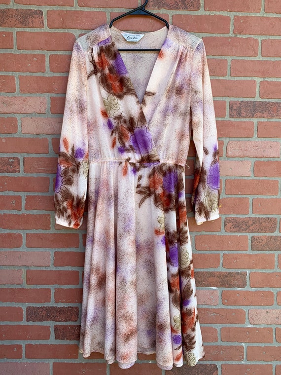 70s 80s Lady Blair Sheer Floral Dress - image 3