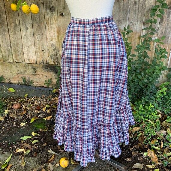 Vintage 70s Plaid Prairie Skirt - image 6