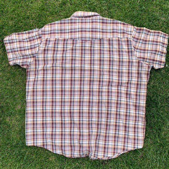 70s Short Sleeve Plaid Pearl Snap Western Shirt - image 3