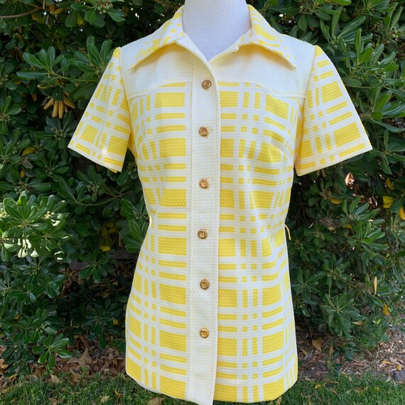 1970s Marty Gutmacher Textured Polyester Button Up - image 1