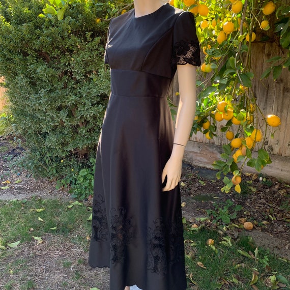 Vintage Black Embroidered Maxi Dress - image 2