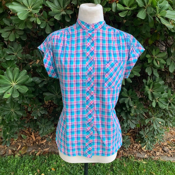 Vintage 1980s Womens Multi Color Plaid Shirt - image 1