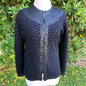 1950s Black Sequin Cardigan Sweater