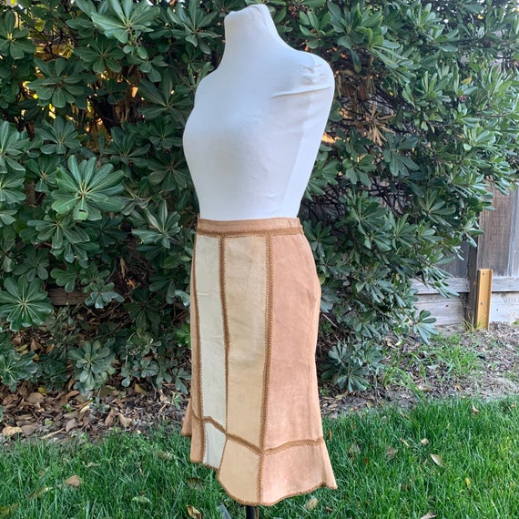 Brown Leather Patchwork Skirt, 90s Y2k Express - image 6