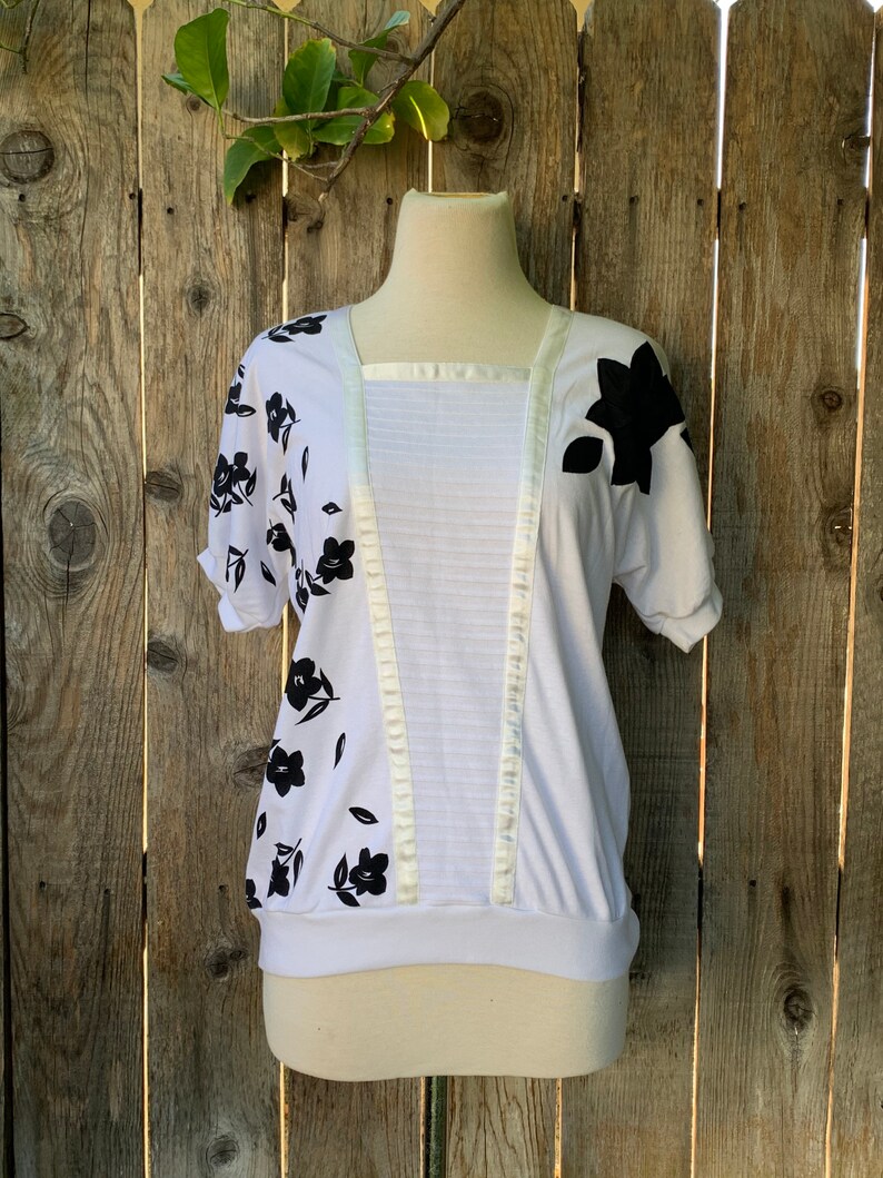 80s Shirt Black and White Top
